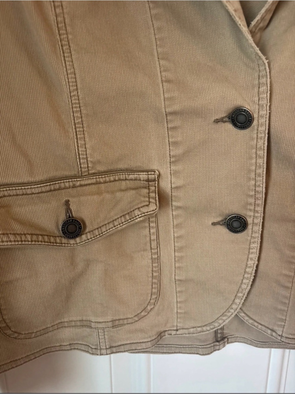 American Eagle Outfitters Tan Tailored Cotton Blazer XL Cotton Corduroy Preppy - Picture 5 of 6